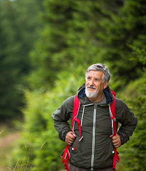 Healthy and active senior hiker